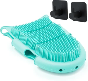 Back & Sensitive Skin - Durable Loofah Alternative, Silicone Body Scrubber Glove with Shower Hooks - Gentle Exfoliator for Face Back & Sensitive Skin - Durable Loofah Alternative, Silicone Body Scrubber Glove with Shower Hooks - Gentle Exfoliator for Face