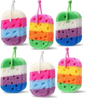Gentle Shower Scrubber with Rich Lather, Exfoliating Bath Sponge Set - Soft Reusable Body Loofahs for Women Gentle Shower Scrubber with Rich Lather, Exfoliating Bath Sponge Set - Soft Reusable Body Loofahs for Women