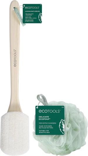 Exfoliating Shower Set, Loofah Bath Brush & Green Delicate EcoPouf Exfoliating Shower Set, Loofah Bath Brush & Green Delicate EcoPouf