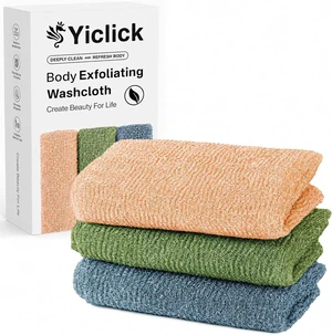 Loofah Sponge Wash Cloths for Women Men, Exfoliating Body Scrubber Towels Set - Japanese Korean Style Back Scrubbers for Shower Bath Loofah Sponge Wash Cloths for Women Men, Exfoliating Body Scrubber Towels Set - Japanese Korean Style Back Scrubbers for Shower Bath