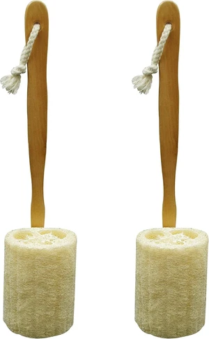 Natural Luffa Body Scrubber with Long Wooden Handle for Back Exfoliation and Shower Bath Spa Natural Luffa Body Scrubber with Long Wooden Handle for Back Exfoliation and Shower Bath Spa