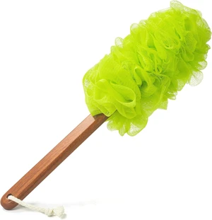 Wooden Stick & Gentle Mesh Texture, Bath Sponge with Long Handle Wooden Stick & Gentle Mesh Texture, Bath Sponge with Long Handle