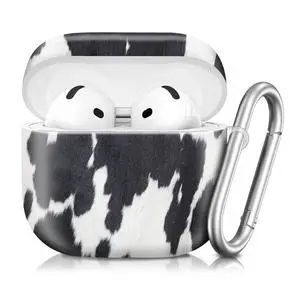Compatible with AirPod 4th Generation 2024 Case, Shockproof Anti-Drop Protective Cover, Cute Case for Women Men with Keychain(White Black Cow) Compatible with AirPod 4th Generation 2024 Case, Shockproof Anti-Drop Protective Cover, Cute Case for Women Men with Keychain(White Black Cow)