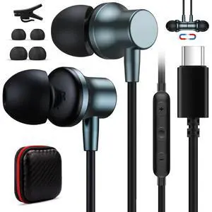 USB C Wired Headphones with Mic for iPhone 17 17e 16e 16 15 Plus 5G | Type C Earbuds Magnetic Noise Canceling in-Ear Earphones for iPad Air Samsung Flip8 Fold8 Galaxy S26 S25 Oneplus 15 Pixel 10a USB C Wired Headphones with Mic for iPhone 17 17e 16e 16 15 Plus 5G | Type C Earbuds Magnetic Noise Canceling in-Ear Earphones for iPad Air Samsung Flip8 Fold8 Galaxy S26 S25 Oneplus 15 Pixel 10a
