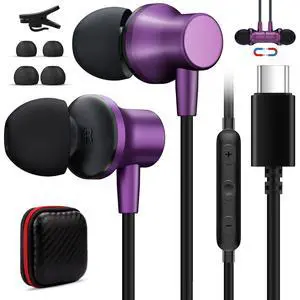 USB C Wired Headphones with Mic for iPhone 17 17e 16e 16 15 Plus 5G | Type C Earbuds Magnetic Noise Canceling in-Ear Earphones for iPad Air Samsung Flip8 Fold8 Galaxy S26 S25 Oneplus 15 Pixel 10a USB C Wired Headphones with Mic for iPhone 17 17e 16e 16 15 Plus 5G | Type C Earbuds Magnetic Noise Canceling in-Ear Earphones for iPad Air Samsung Flip8 Fold8 Galaxy S26 S25 Oneplus 15 Pixel 10a