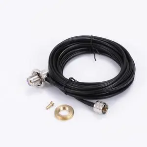 UHF Male to UHF Female S0239 Right Angle Cable RG58 16 feet with NMO Conversion Adapter for Two-Way CB Mobile Radio, Radio Antenna UHF Male to UHF Female S0239 Right Angle Cable RG58 16 feet with NMO Conversion Adapter for Two-Way CB Mobile Radio, Radio Antenna