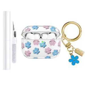 Compatible with AirPods Pro 3 Case Cover 2025, Soft TPU Case with Cute Flower Pattern for AirPods Pro 3rd Generation Case with Flower Keychain and Cleaner Kit for Girls Women (Blue) Compatible with AirPods Pro 3 Case Cover 2025, Soft TPU Case with Cute Flower Pattern for AirPods Pro 3rd Generation Case with Flower Keychain and Cleaner Kit for Girls Women (Blue)