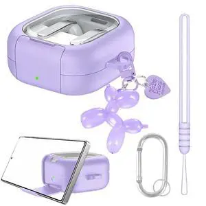 Compatible with Galaxy Buds 4 & Galaxy Buds 4 Pro (2026) with Phone Stand, TPU Hard Shell Transparent Cover for Samsung Buds 4 Pro for Women with Keychain (Purple) Compatible with Galaxy Buds 4 & Galaxy Buds 4 Pro (2026) with Phone Stand, TPU Hard Shell Transparent Cover for Samsung Buds 4 Pro for Women with Keychain (Purple)