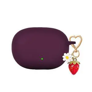 for Beats Studio Buds Case/Studio Buds Plus Case Cover,Soft Silicone Cover Protective with Cute Strawberry Daisy Flower Charm Keychain for Beats Studio Buds+ Charging Case Dark Purple for Beats Studio Buds Case/Studio Buds Plus Case Cover,Soft Silicone Cover Protective with Cute Strawberry Daisy Flower Charm Keychain for Beats Studio Buds+ Charging Case Dark Purple