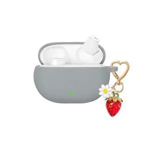 for Beats Studio Buds Plus Case/Studio Buds Case Cover,Soft Silicone Protective with Cute Strawberry Daisy Flower Charm Keychain for Beats Studio Buds+ Earbuds Charging Case Grey for Beats Studio Buds Plus Case/Studio Buds Case Cover,Soft Silicone Protective with Cute Strawberry Daisy Flower Charm Keychain for Beats Studio Buds+ Earbuds Charging Case Grey