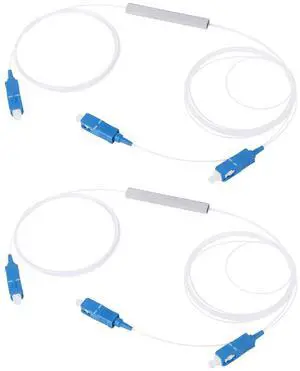 SC UPC 1×2 Singlemode PLC Fiber Optic Splitter 1:2 0.9mm G657A1 Fiber Pigtail for Fiber Optical Communication System (2-Pack) SC UPC 1×2 Singlemode PLC Fiber Optic Splitter 1:2 0.9mm G657A1 Fiber Pigtail for Fiber Optical Communication System (2-Pack)