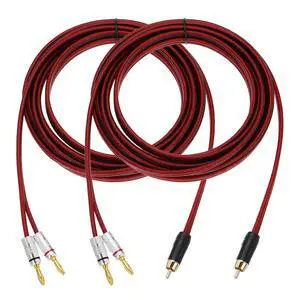 2 Pcs 1 RCA to 2 4mm Banana Plug Speaker Cable, 14AWG Gold Plated RCA Audio Cable, Splitter Audio Cable for Speaker Amplifiers Subwoofer, 16.4ft 2 Pcs 1 RCA to 2 4mm Banana Plug Speaker Cable, 14AWG Gold Plated RCA Audio Cable, Splitter Audio Cable for Speaker Amplifiers Subwoofer, 16.4ft