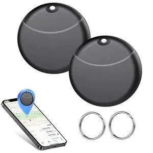 Tracker Tags-2 Pack Compatible with Apple Find My (iOS Only), Bluetooth Tracker, Smart Keys Finder and Item Locator with Waterproof Case for Keys Wallet Luggage Backpack, Two Black Tracker Tags-2 Pack Compatible with Apple Find My (iOS Only), Bluetooth Tracker, Smart Keys Finder and Item Locator with Waterproof Case for Keys Wallet Luggage Backpack, Two Black