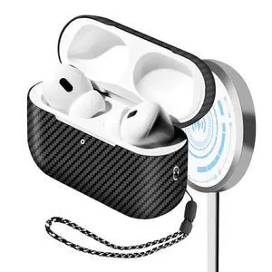 Real Carbon Fiber Case for AirPods Pro 2nd Generation 2022 with Stripes Lanyard | Slim & Durable Cover for AirPods Pro 2 Accessories | Support Wireless Charging | Shock-Absorbing Protective Real Carbon Fiber Case for AirPods Pro 2nd Generation 2022 with Stripes Lanyard | Slim & Durable Cover for AirPods Pro 2 Accessories | Support Wireless Charging | Shock-Absorbing Protective