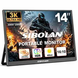 Portable Monitor 13.9" 3K QHD 3072x1920 350 Nits 72% sRGB USB-C HDMI Travel Monitor for Laptop PC PS4, Screen Extender with Kickstand, VESA Mountable Portable Monitor 13.9" 3K QHD 3072x1920 350 Nits 72% sRGB USB-C HDMI Travel Monitor for Laptop PC PS4, Screen Extender with Kickstand, VESA Mountable