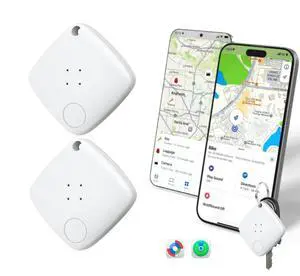 Air-Tracker Tags for Apple Find My (iOS) & Google Find Hub (Android), Dual-System Bluetooth Tracker Smart Item Finder Device Locator for Key Luggage Wallet Waterproof Gift for Women-White, 2 Pack Air-Tracker Tags for Apple Find My (iOS) & Google Find Hub (Android), Dual-System Bluetooth Tracker Smart Item Finder Device Locator for Key Luggage Wallet Waterproof Gift for Women-White, 2 Pack