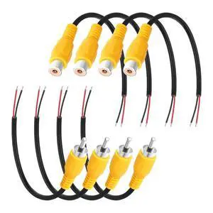 8 Pack Replacement RCA Male Female to Bare Wire Cable | RCA Plug Jack Connector Adapter to Open End Stripped Wire Pigtail Short Audio Video Cord for Repair Yellow 6 Inch 8 Pack Replacement RCA Male Female to Bare Wire Cable | RCA Plug Jack Connector Adapter to Open End Stripped Wire Pigtail Short Audio Video Cord for Repair Yellow 6 Inch