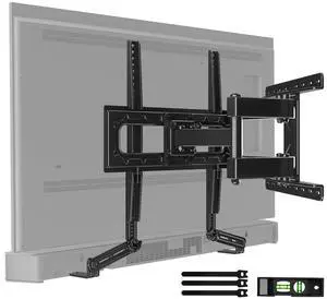 Full Motion TV Mount Soundbar Bundle for 26-70" TVs, 132 lbs | ±60° Swivel & Tilt, 6 Articulating Arms, Soundbar Moves with TV, Fits 8"/12"/16" Studs, Max VESA 400x400 Full Motion TV Mount Soundbar Bundle for 26-70" TVs, 132 lbs | ±60° Swivel & Tilt, 6 Articulating Arms, Soundbar Moves with TV, Fits 8"/12"/16" Studs, Max VESA 400x400