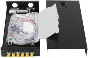 ST-UPC 6 Simplex 6 Port Wall Mount Fiber Enclosure with Splice Tray Singlemode ST-UPC Kit (Includes 1.2 Meter Pigtail and Fiber Coupler) ST-UPC 6 Simplex 6 Port Wall Mount Fiber Enclosure with Splice Tray Singlemode ST-UPC Kit (Includes 1.2 Meter Pigtail and Fiber Coupler)