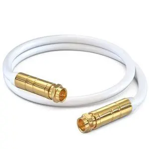 RG6 Coaxial Cable 1.5 Ft, Quad Shielded, White, CL3, Flexible | Flexible PVC jacket bends easily around tight corners and behind wall-mounted TV installations RG6 Coaxial Cable 1.5 Ft, Quad Shielded, White, CL3, Flexible | Flexible PVC jacket bends easily around tight corners and behind wall-mounted TV installations