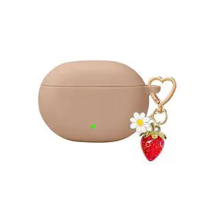 for Beats Studio Buds Case/Studio Buds Plus Case Cover,Soft Silicone Cover Protective with Cute Strawberry Daisy Flower Charm Keychain for Beats Studio Buds+ Earbuds Charging Case Milk Tea for Beats Studio Buds Case/Studio Buds Plus Case Cover,Soft Silicone Cover Protective with Cute Strawberry Daisy Flower Charm Keychain for Beats Studio Buds+ Earbuds Charging Case Milk Tea