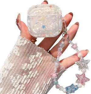 for AirPod 4 Case Cute Dream Shell Pearl Shockproof Protective Cover with Strap Keychain Compatible for AirPods 4th Generation for Women Girls (Colored Stars) for AirPod 4 Case Cute Dream Shell Pearl Shockproof Protective Cover with Strap Keychain Compatible for AirPods 4th Generation for Women Girls (Colored Stars)
