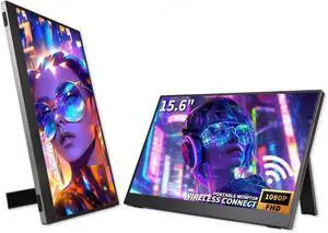 15.6 Inch Wireless Portable Monitor, HDR Eye Careful Gaming Monitor, FHD IPS/HDR Computer Screen Extender with Built-in Speakers, Compatible with Laptop PC Phone PS4/PS5 Switch 15.6 Inch Wireless Portable Monitor, HDR Eye Careful Gaming Monitor, FHD IPS/HDR Computer Screen Extender with Built-in Speakers, Compatible with Laptop PC Phone PS4/PS5 Switch
