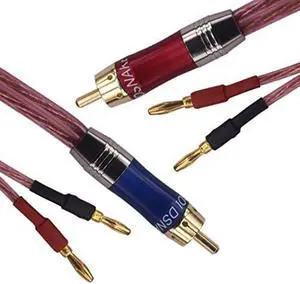 KK R1-B2-D0.5 4N OFC Speaker Wire Pair with RCA Male (Blue & Red) to 2 Pair Banana4banana Plugs 1.64Foot-Pair KK R1-B2-D0.5 KK R1-B2-D0.5 4N OFC Speaker Wire Pair with RCA Male (Blue & Red) to 2 Pair Banana4banana Plugs 1.64Foot-Pair KK R1-B2-D0.5