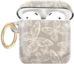 Compatible with AirPod 1/2 Case Cover,Cute Case with Keychain, TPU Protective Shockproof Case for AirPod 1st & 2nd Generation case for Girls WomenGrey Butterfly Compatible with AirPod 1/2 Case Cover,Cute Case with Keychain, TPU Protective Shockproof Case for AirPod 1st & 2nd Generation case for Girls WomenGrey Butterfly