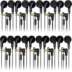 10 Pack Bulk Wired in-Ear Earphone Headphones with Microphone, Remote Controller, 3.5mm Connector and Sponge Covers, Black 10 Pack Bulk Wired in-Ear Earphone Headphones with Microphone, Remote Controller, 3.5mm Connector and Sponge Covers, Black