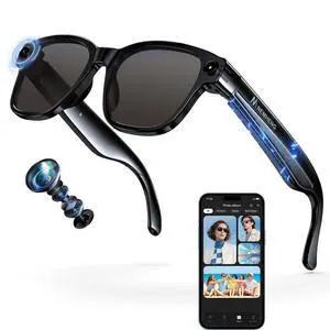 AI Smart Glasses with 800mp Camera Real-Time Translation in 139 Languages,1200p Video Recording,Open-Ear Audio,Object Recognition for iOS Android AI Smart Glasses with 800mp Camera Real-Time Translation in 139 Languages,1200p Video Recording,Open-Ear Audio,Object Recognition for iOS Android