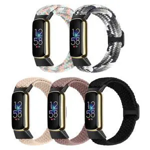 Braided Stretchy Solo Loop Compatible for Fitbit Luxe Bands for Women Men, Nylon Elastic Straps Wristbands for Fitbit Luxe, 5 Packs Braided Stretchy Solo Loop Compatible for Fitbit Luxe Bands for Women Men, Nylon Elastic Straps Wristbands for Fitbit Luxe, 5 Packs