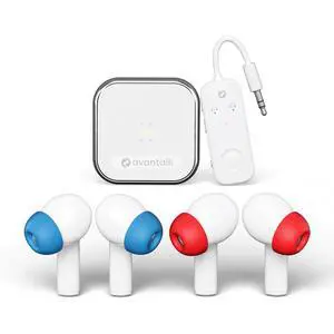 Avantree Sky Infinity NC - Auracast Earbuds with Airplane Transmitter | Two noise-canceling earbud pairs and plug-in airplane transmitter; Auracast, Bluetooth 5.3 and aptX Adaptive for sharing Avantree Sky Infinity NC - Auracast Earbuds with Airplane Transmitter | Two noise-canceling earbud pairs and plug-in airplane transmitter; Auracast, Bluetooth 5.3 and aptX Adaptive for sharing