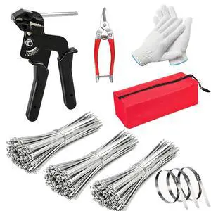 11.8in heavy-duty metal cable ties, 300 piece metal cable tie gun set | 304 stainless steel, multi-functional self-locking cable tie tool set, suitable for outdoor fencing, farms, and pipe bundling 11.8in heavy-duty metal cable ties, 300 piece metal cable tie gun set | 304 stainless steel, multi-functional self-locking cable tie tool set, suitable for outdoor fencing, farms, and pipe bundling