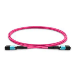 MPO to MPO Fiber Patch Cable,12 Fibers Female, 40G/100G/200G/400G, OM4 50/125 Multimode Standard Loss Trunk Cable, Type B, Plenum (LSZH) with Random Color(Violet/Aqua) - 2m (7ft) MPO to MPO Fiber Patch Cable,12 Fibers Female, 40G/100G/200G/400G, OM4 50/125 Multimode Standard Loss Trunk Cable, Type B, Plenum (LSZH) with Random Color(Violet/Aqua) - 2m (7ft)