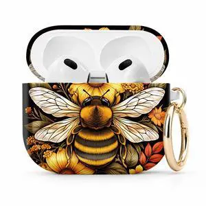 Compatible with Airpod 4 Case,TPU Cute Pattern Protective, Shockproof Anti Scratch Case with Keychain Ring, Supports Wireless Charging(Bee Flower Leaves Sunflower Art) Compatible with Airpod 4 Case,TPU Cute Pattern Protective, Shockproof Anti Scratch Case with Keychain Ring, Supports Wireless Charging(Bee Flower Leaves Sunflower Art)