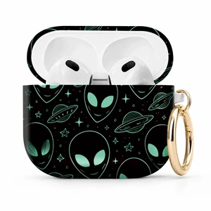 Compatible with Airpod 4 Case,TPU Cute Pattern Protective, Shockproof Anti Scratch Case with Keychain Ring, Supports Wireless Charging(Alien Faces Spaceships Stars Planets Universe) Compatible with Airpod 4 Case,TPU Cute Pattern Protective, Shockproof Anti Scratch Case with Keychain Ring, Supports Wireless Charging(Alien Faces Spaceships Stars Planets Universe)