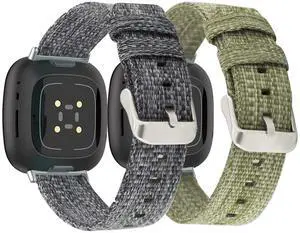 Bands Compatible with Fitbit Sense 2/Versa 4/Versa 3/Sense, Breathable Woven Fabric Strap, Adjustable Replacement Wristbands for Women Men Bands Compatible with Fitbit Sense 2/Versa 4/Versa 3/Sense, Breathable Woven Fabric Strap, Adjustable Replacement Wristbands for Women Men