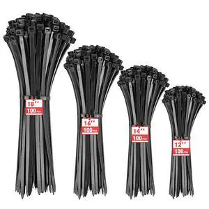 400PCS Zip Ties, Assorted 12/14/16/18 Inch Black Cable Ties, 150Lbs | Heavy Duty UV Resistant Self Locking Wire Ties, Multipurpose Cable Management for Indoor & Outdoor Applications 400PCS Zip Ties, Assorted 12/14/16/18 Inch Black Cable Ties, 150Lbs | Heavy Duty UV Resistant Self Locking Wire Ties, Multipurpose Cable Management for Indoor & Outdoor Applications