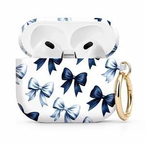 Compatible with Airpod 4 Case,TPU Cute Pattern Protective, Shockproof Anti Scratch Case with Keychain Ring, Supports Wireless Charging(Blue Bows Repeating) Compatible with Airpod 4 Case,TPU Cute Pattern Protective, Shockproof Anti Scratch Case with Keychain Ring, Supports Wireless Charging(Blue Bows Repeating)