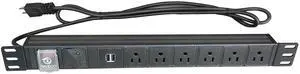 PDU 6 Outlets with 2 USB Ports, Flexible Rack Mount Power Strip for 19 Server Cabinet, with Surge Protector for Network & Audio Devices, 1U Black PDU 6 Outlets with 2 USB Ports, Flexible Rack Mount Power Strip for 19 Server Cabinet, with Surge Protector for Network & Audio Devices, 1U Black