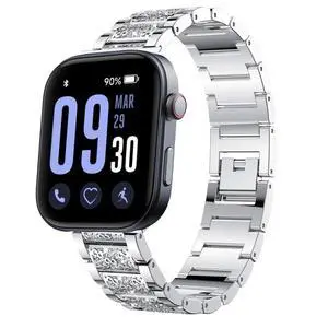 22mm Women's Jewelry Bling Diamond Metal Dressy Strap, Adjustable Replacement Strap Accessories Compatible for GTX12, T60 Smart Watches 22mm Women's Jewelry Bling Diamond Metal Dressy Strap, Adjustable Replacement Strap Accessories Compatible for GTX12, T60 Smart Watches