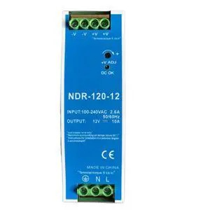 12VDC DIN Rail Power Supply NDR120-12 120W 12V 10A with Dual Output 120VAC to 12VDC 12VDC DIN Rail Power Supply NDR120-12 120W 12V 10A with Dual Output 120VAC to 12VDC