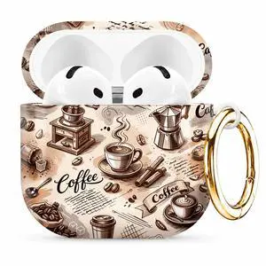 Compatible with AirPod 4th Generation (2024), Cute Protective Cover with Keychain, TPU Anti-Drop Earbuds Case for Women and Men(Coffee Tea Cup Grinder Beans) Compatible with AirPod 4th Generation (2024), Cute Protective Cover with Keychain, TPU Anti-Drop Earbuds Case for Women and Men(Coffee Tea Cup Grinder Beans)