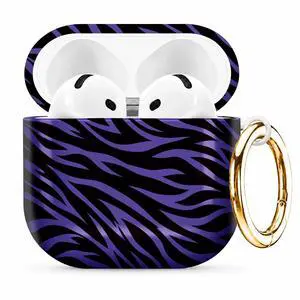 Compatible with AirPod 4th Generation (2024), Cute Protective Cover with Keychain, TPU Anti-Drop Earbuds Case for Women and Men(Purple and Black Zebra Stripes) Compatible with AirPod 4th Generation (2024), Cute Protective Cover with Keychain, TPU Anti-Drop Earbuds Case for Women and Men(Purple and Black Zebra Stripes)