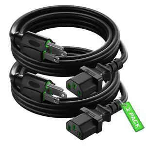 6 Feet 2 Pack Universal Computer Monitor Power Cord, C13 Power Cable for Monitor, PC, Desktop, Printer, Scanner, 16 AWG NEMA 5-15P to IEC13 - UL Certified 6 Feet 2 Pack Universal Computer Monitor Power Cord, C13 Power Cable for Monitor, PC, Desktop, Printer, Scanner, 16 AWG NEMA 5-15P to IEC13 - UL Certified
