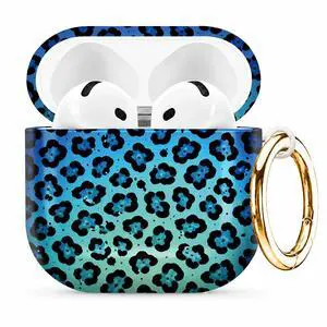 Compatible with AirPod 4th Generation (2024), Cute Protective Cover with Keychain, TPU Anti-Drop Earbuds Case for Women and Men(Blue Leopard Gradient) Compatible with AirPod 4th Generation (2024), Cute Protective Cover with Keychain, TPU Anti-Drop Earbuds Case for Women and Men(Blue Leopard Gradient)