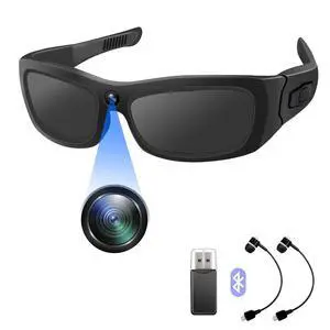 HD 1080P Camera Sport Glasses Bluetooth Sunglasses Video Camera, Glasses Action Camera with Earphone for Outdoor, Travel, Cycling (No Audio) HD 1080P Camera Sport Glasses Bluetooth Sunglasses Video Camera, Glasses Action Camera with Earphone for Outdoor, Travel, Cycling (No Audio)
