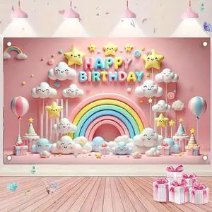 Rainbow Star Happy Birthday Banner 71x43 Inch | Banner Sign Party Backdrop Rainbow Cloud Banner Star Celebration Background Playroom Bedroom Wall Yard Sky Stars Rainbow Star Happy Birthday Banner 71x43 Inch | Banner Sign Party Backdrop Rainbow Cloud Banner Star Celebration Background Playroom Bedroom Wall Yard Sky Stars