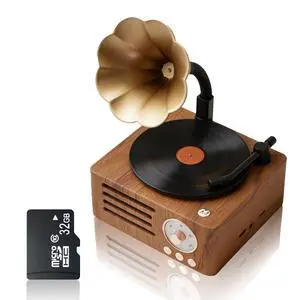 Retro Music Player, Vintage Phonograph Style MP3 Speaker with 32GB TF Card, Desktop Audio Player with Tonearm Switch & Rotary Volume, Classic Vinyl Look for Home Office Daily Use Retro Music Player, Vintage Phonograph Style MP3 Speaker with 32GB TF Card, Desktop Audio Player with Tonearm Switch & Rotary Volume, Classic Vinyl Look for Home Office Daily Use
